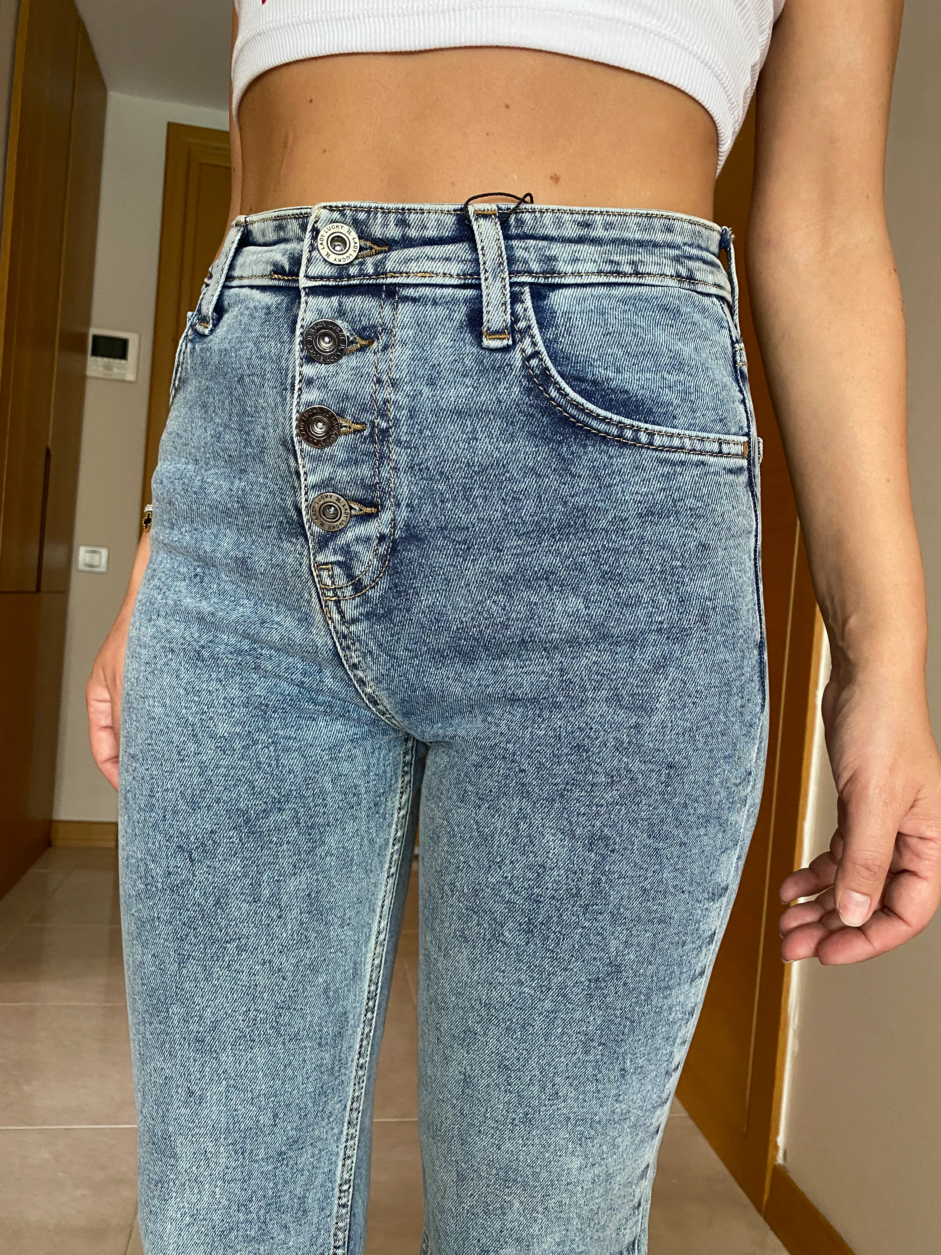 Jack Black 5 Yüksek Bel Yıkamalı Düğme Detaylı Kadın Blue Jean