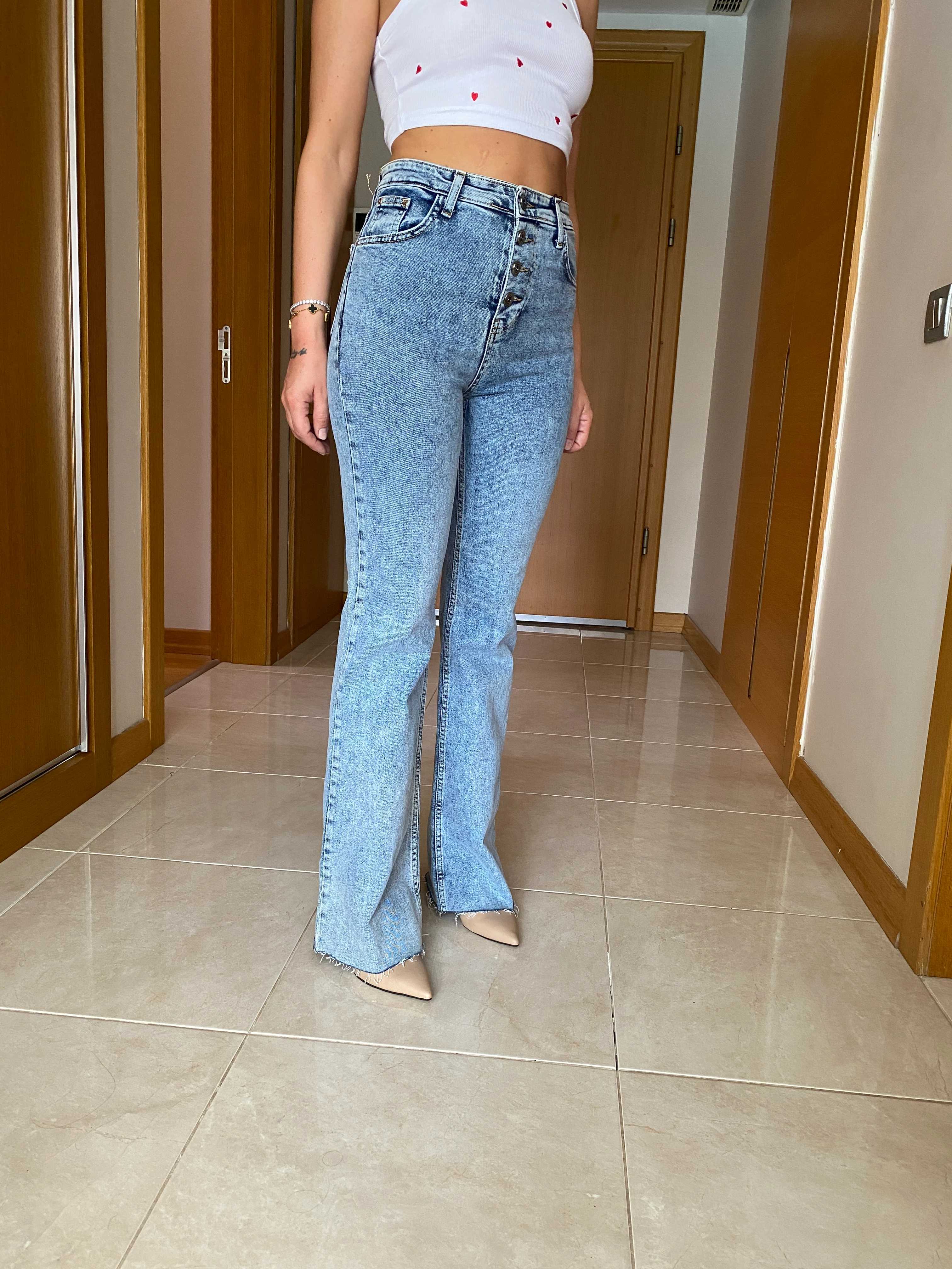 Jack Black 5 Yüksek Bel Yıkamalı Düğme Detaylı Kadın Blue Jean