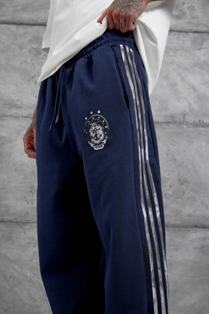 Leny Çapa Desenli Yan Şeritli Baggy Erkek Sweatpantolon