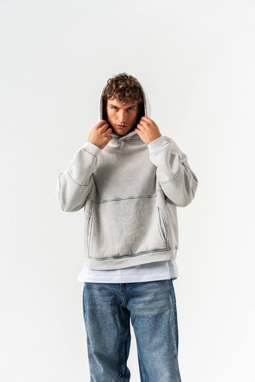Kutz Oversize Kesim Yıkama Efektli Erkek Hoodie
