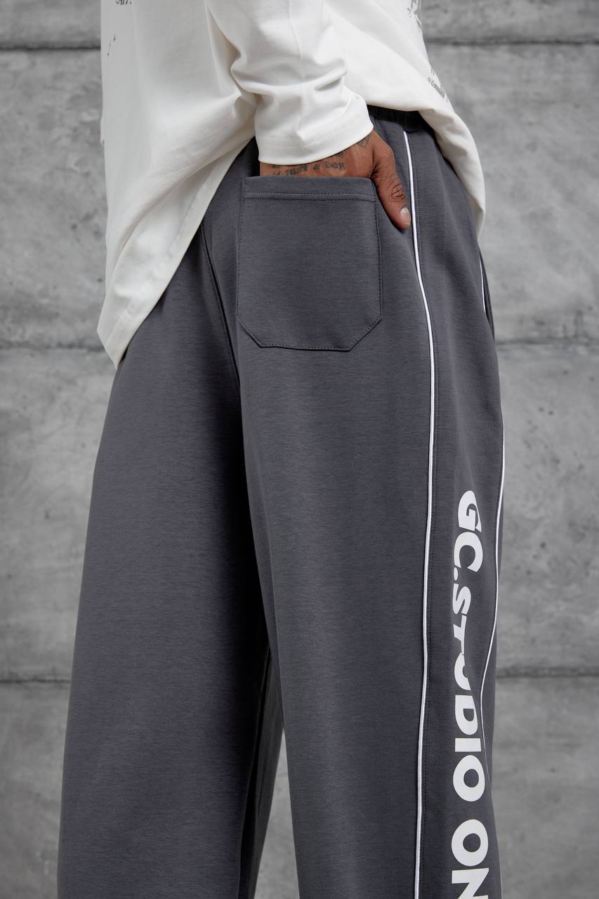 Tedy Yıkama Efektli Yan Şeritli Baggy Erkek Sweatpantolon