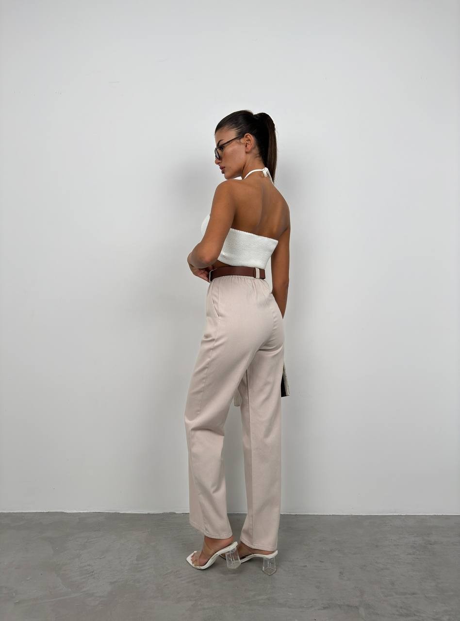 David Belted Palazzo Trousers
