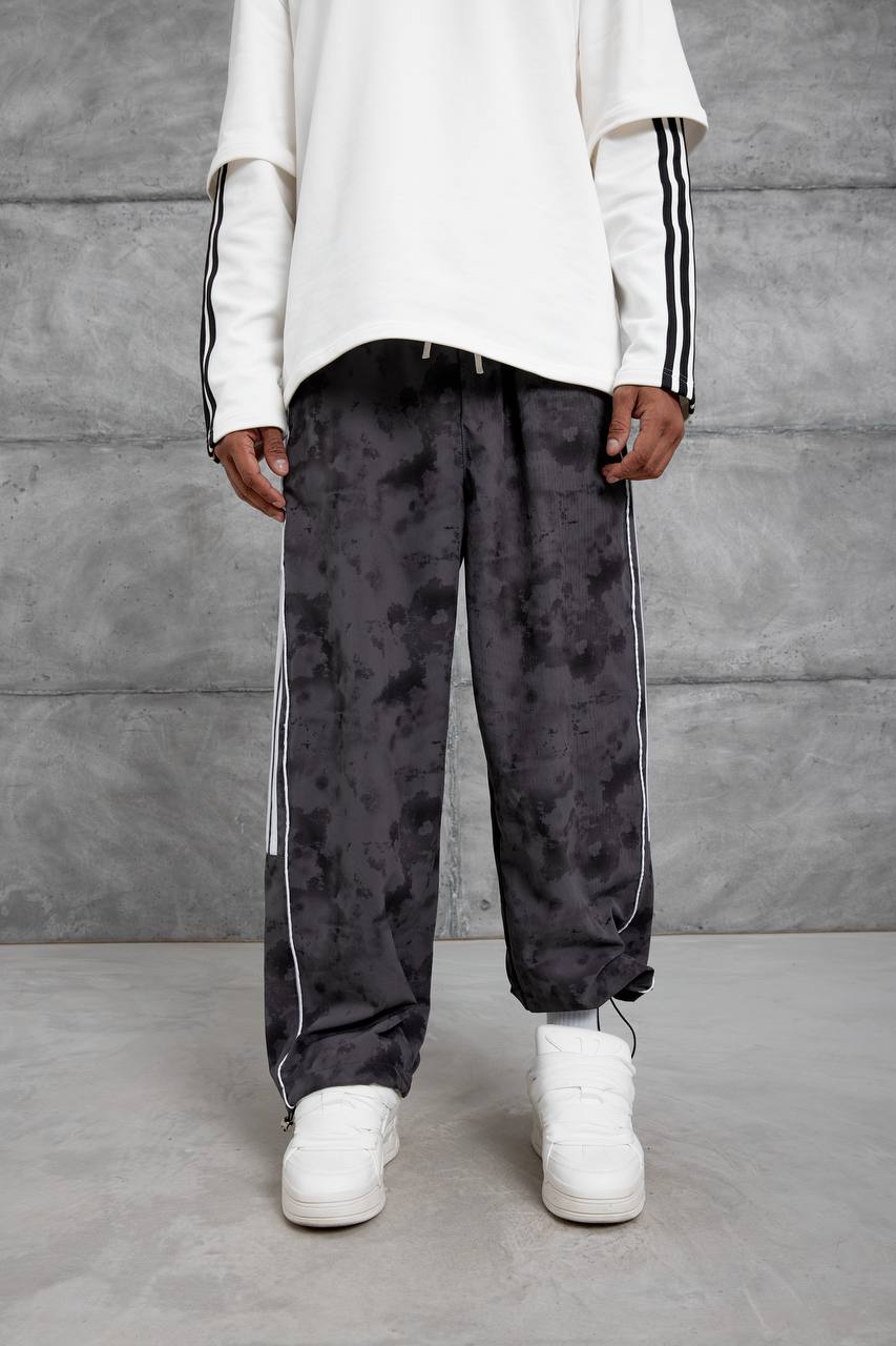 Tedy Yıkama Efektli Yan Şeritli Baggy Erkek Sweatpantolon