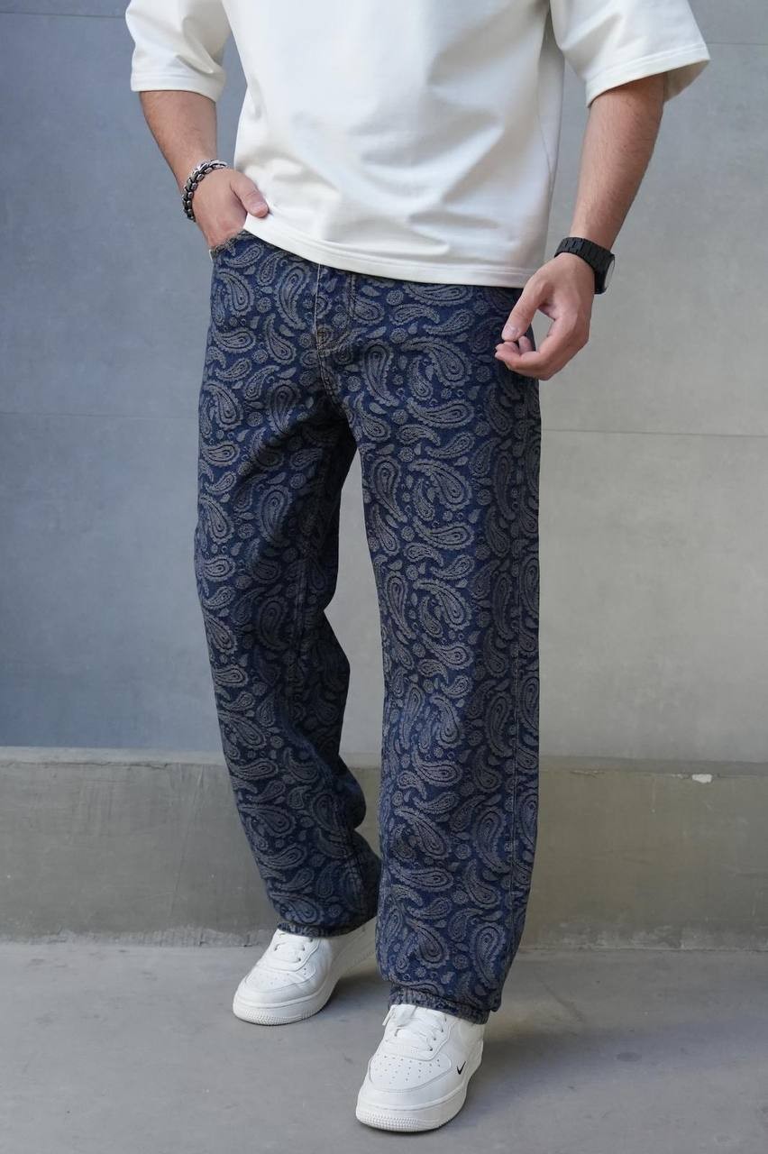 Jay-Z Motif Baskılı Baggy Erkek Jean Pantolon
