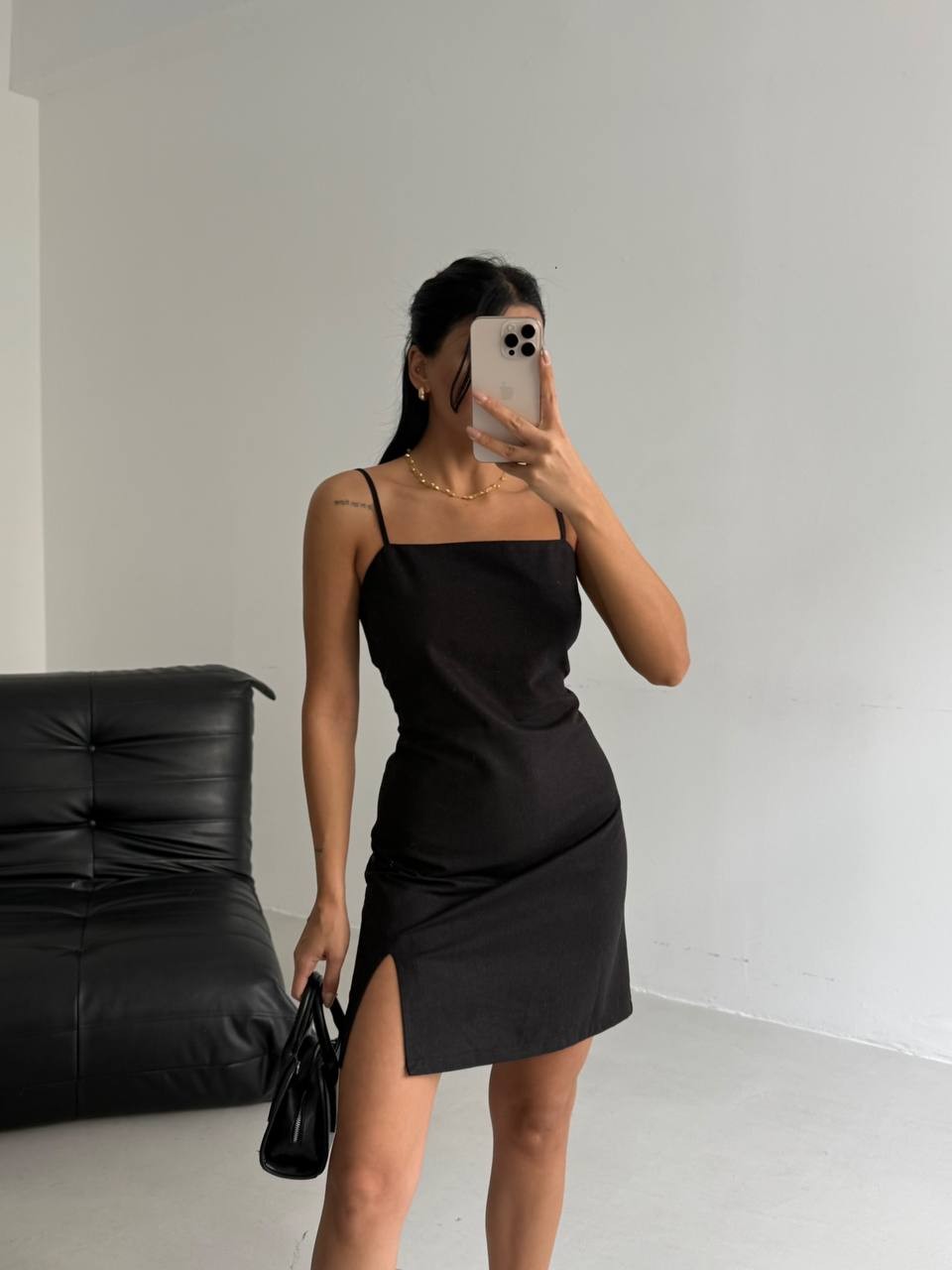 Darcy Thin Strap Slit Linen Mini Women's Dress