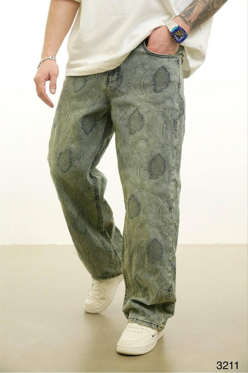 Past Özel Tasarım İşlemeli Baggy Erkek Pantolon