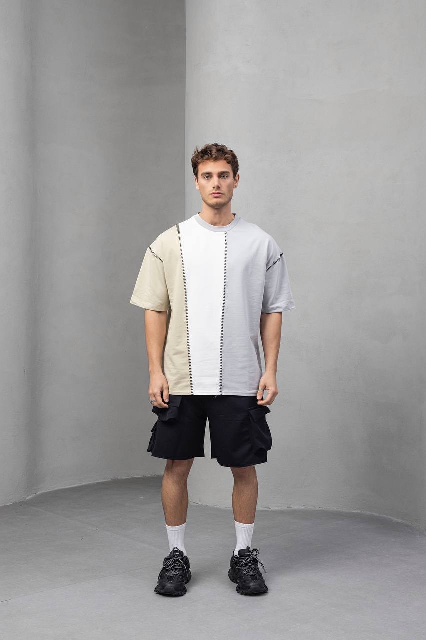 Dikiş Detaylı Oversize Kesim Erkek Tişört