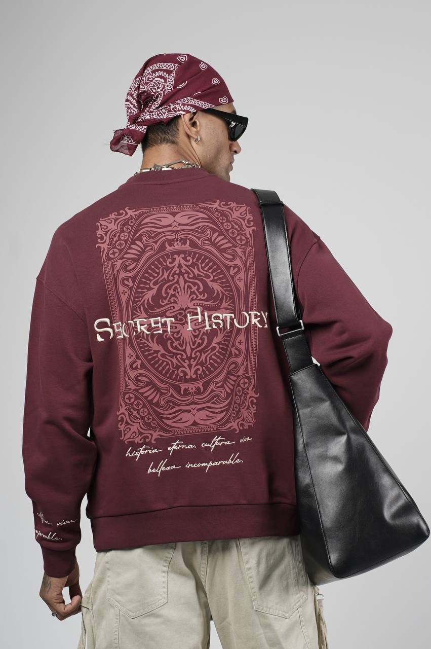 Secret History Baskılı oversize Kesim Erkek Sweatshirt