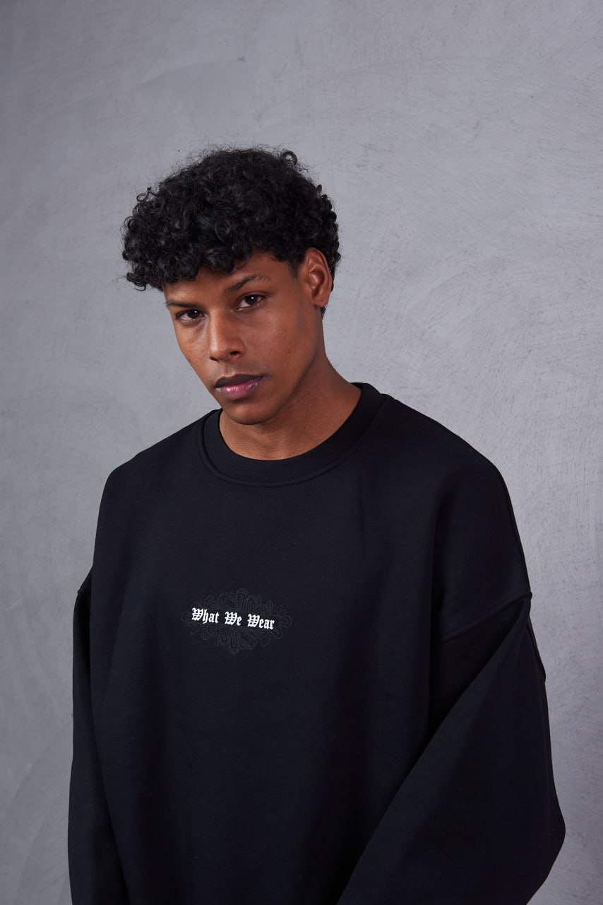 Grey Oversize Kesim Özel Tasarım Erkek Sweatshirt
