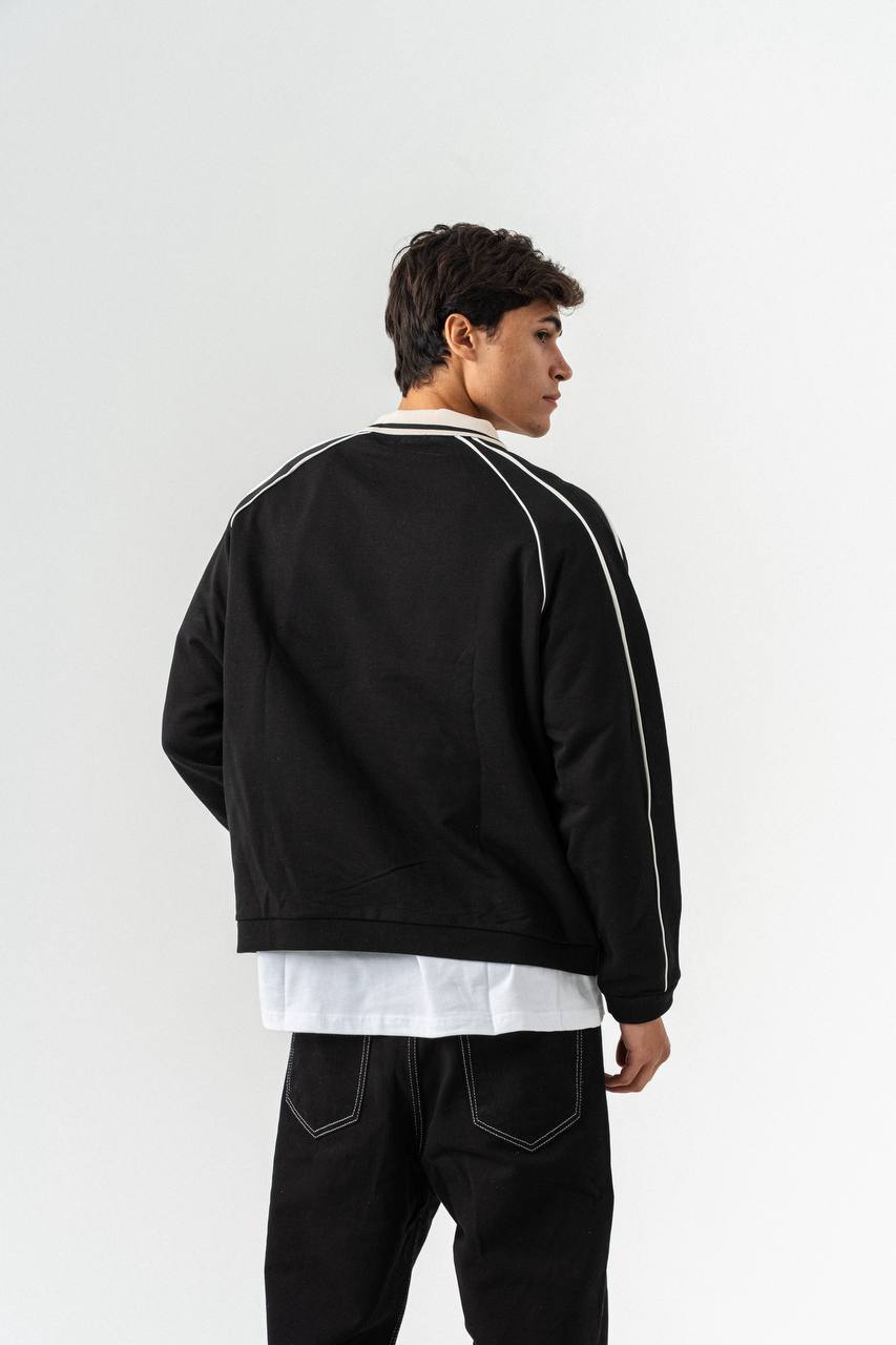 Beyond Professional Baskılı Polo Yaka Oversize Kesim Erkek Forma Sweatshirt