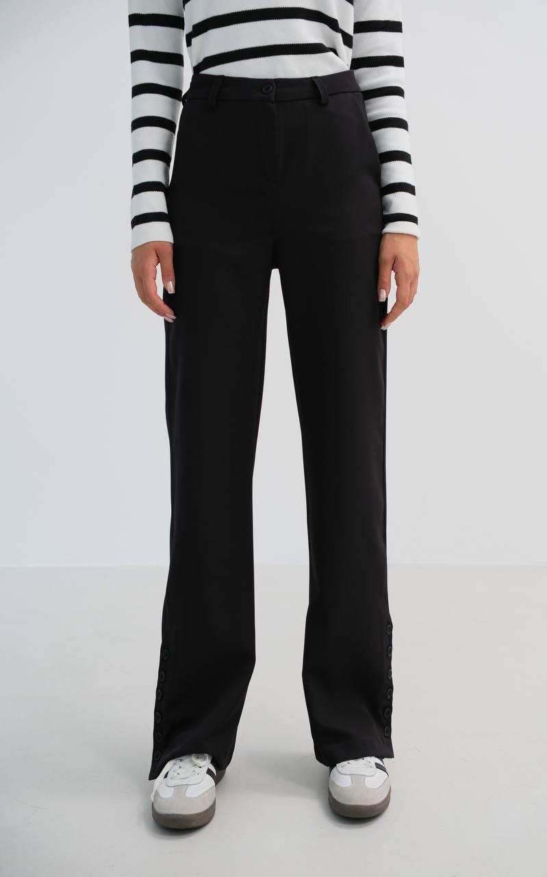 Anymore Button Detail Fabric Women's Trousers