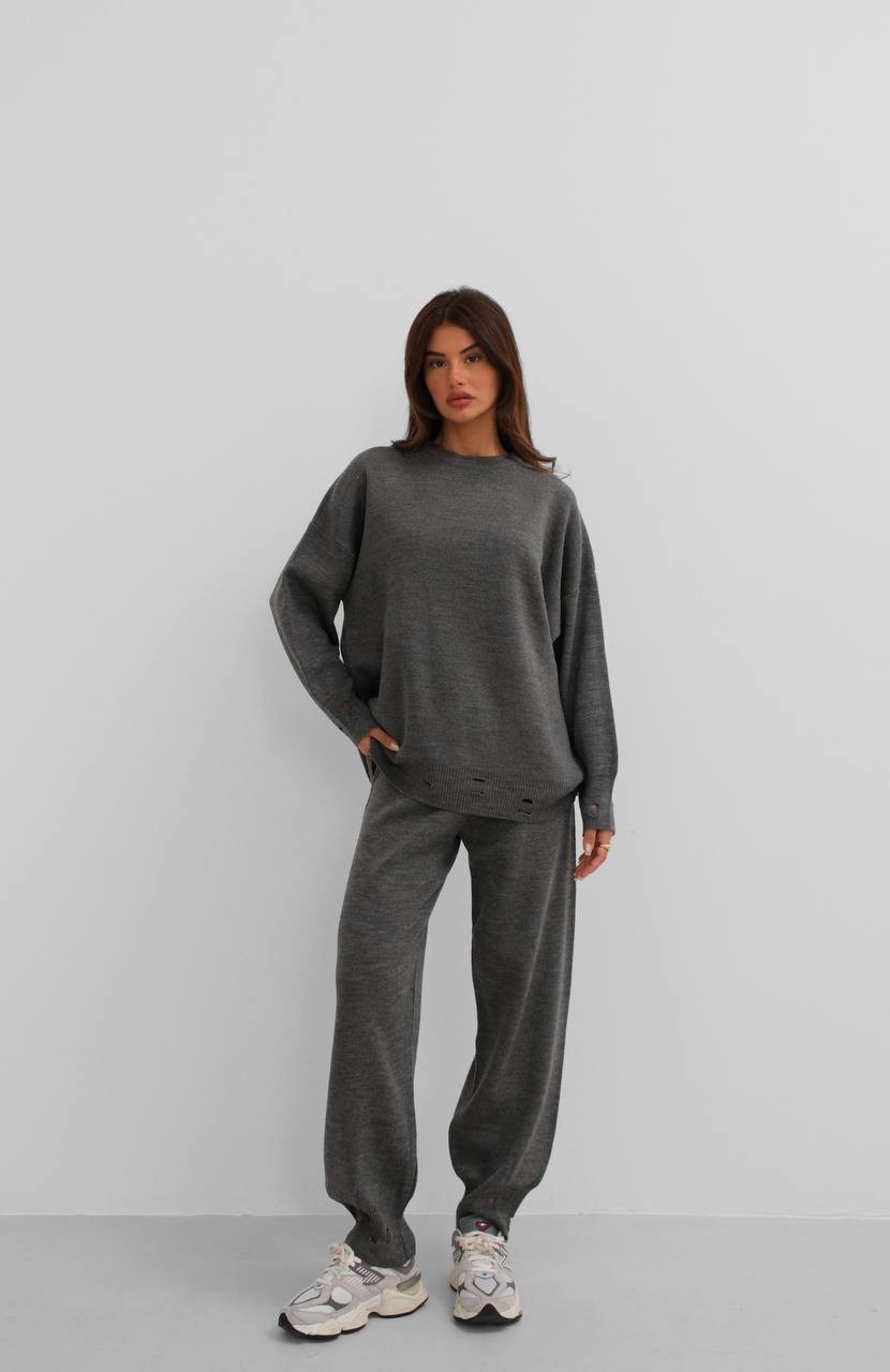 Country Ripped Detail Women's Knitwear Set