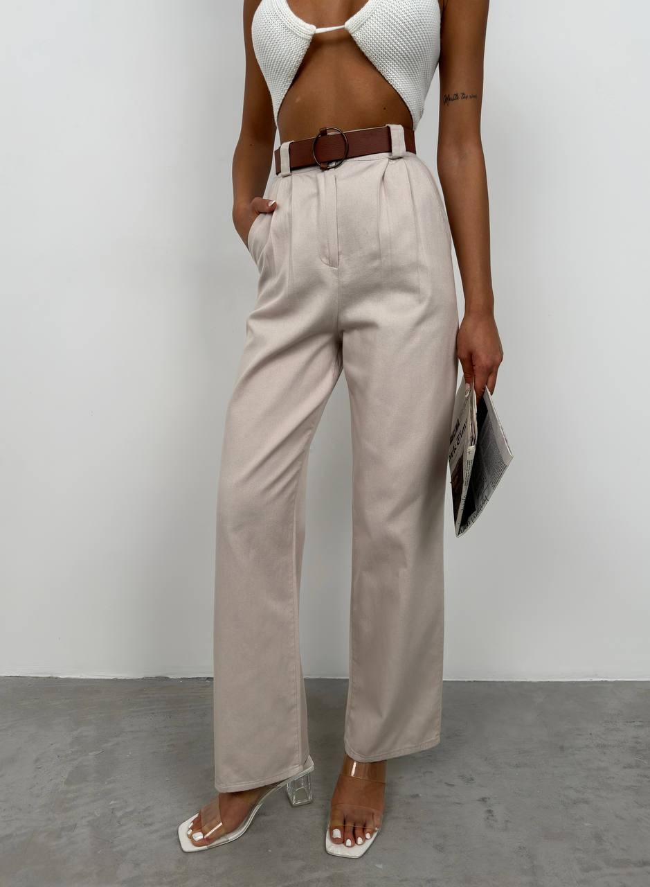 David Belted Palazzo Trousers