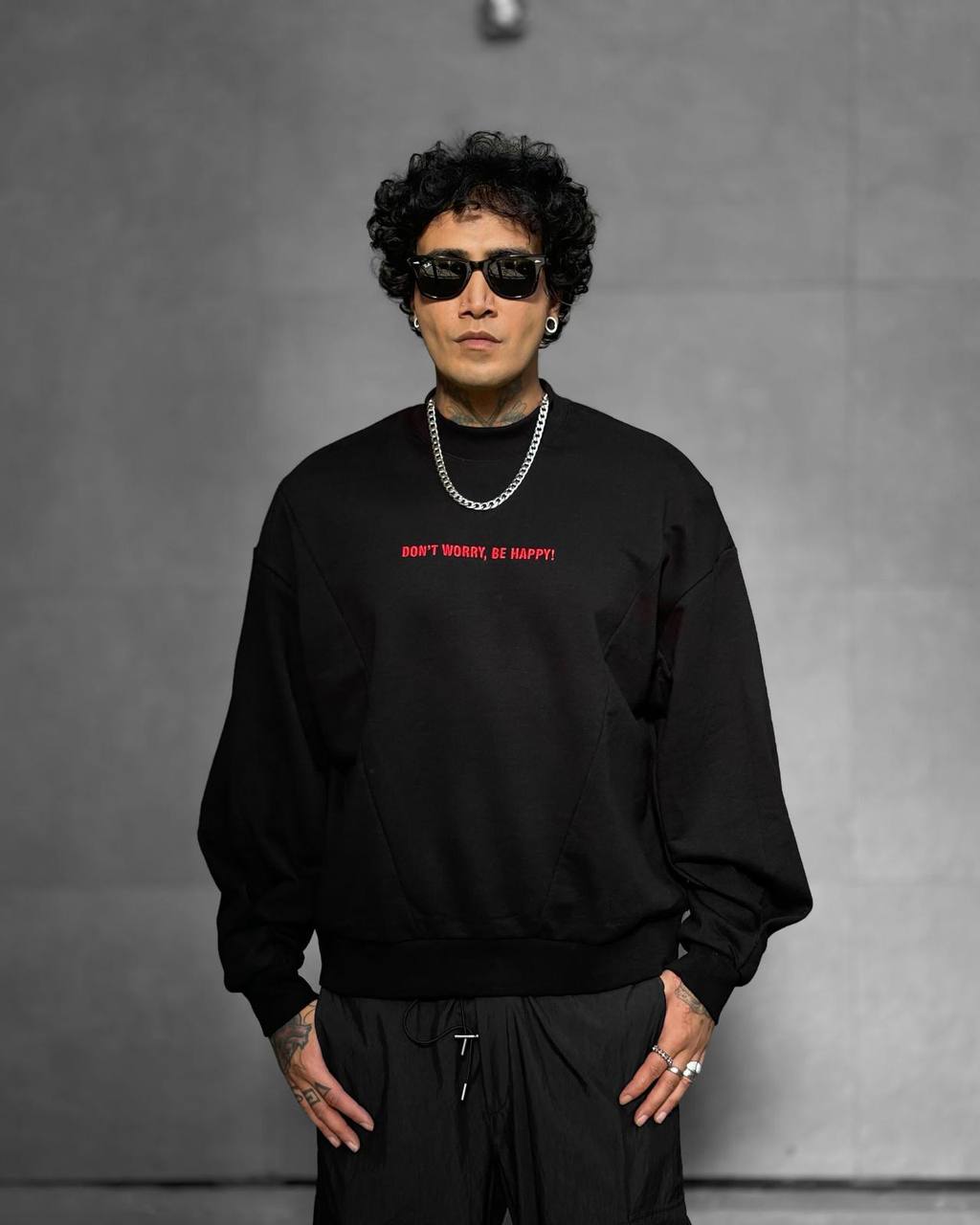 Sing Baskılı Oversize Kesim Özel Tasarım Erkek Sweatshirt