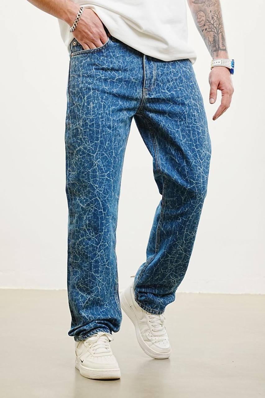 Dump Lazer Baskılı Özel Tasarım Baggy Jean Erkek Pantolon