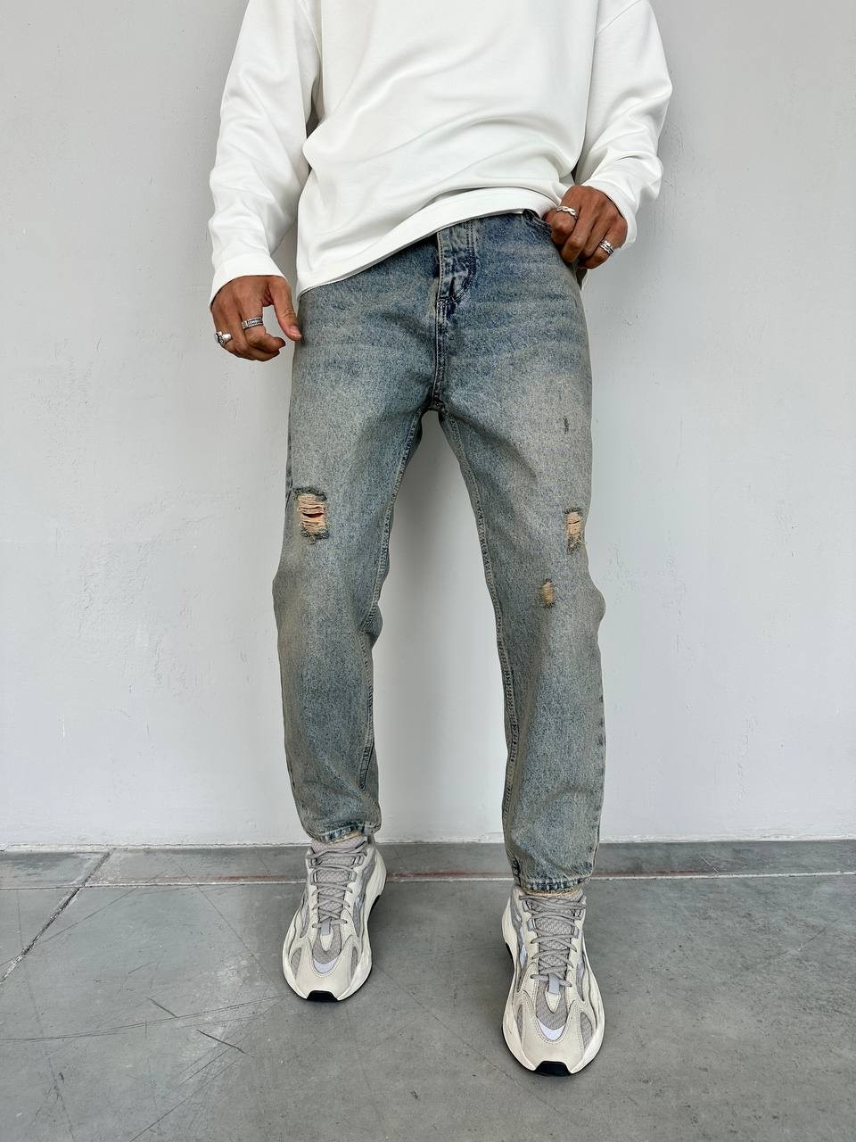 Mark Vintage Yıkama Yırtık Efektli Erkek Jean - 2768