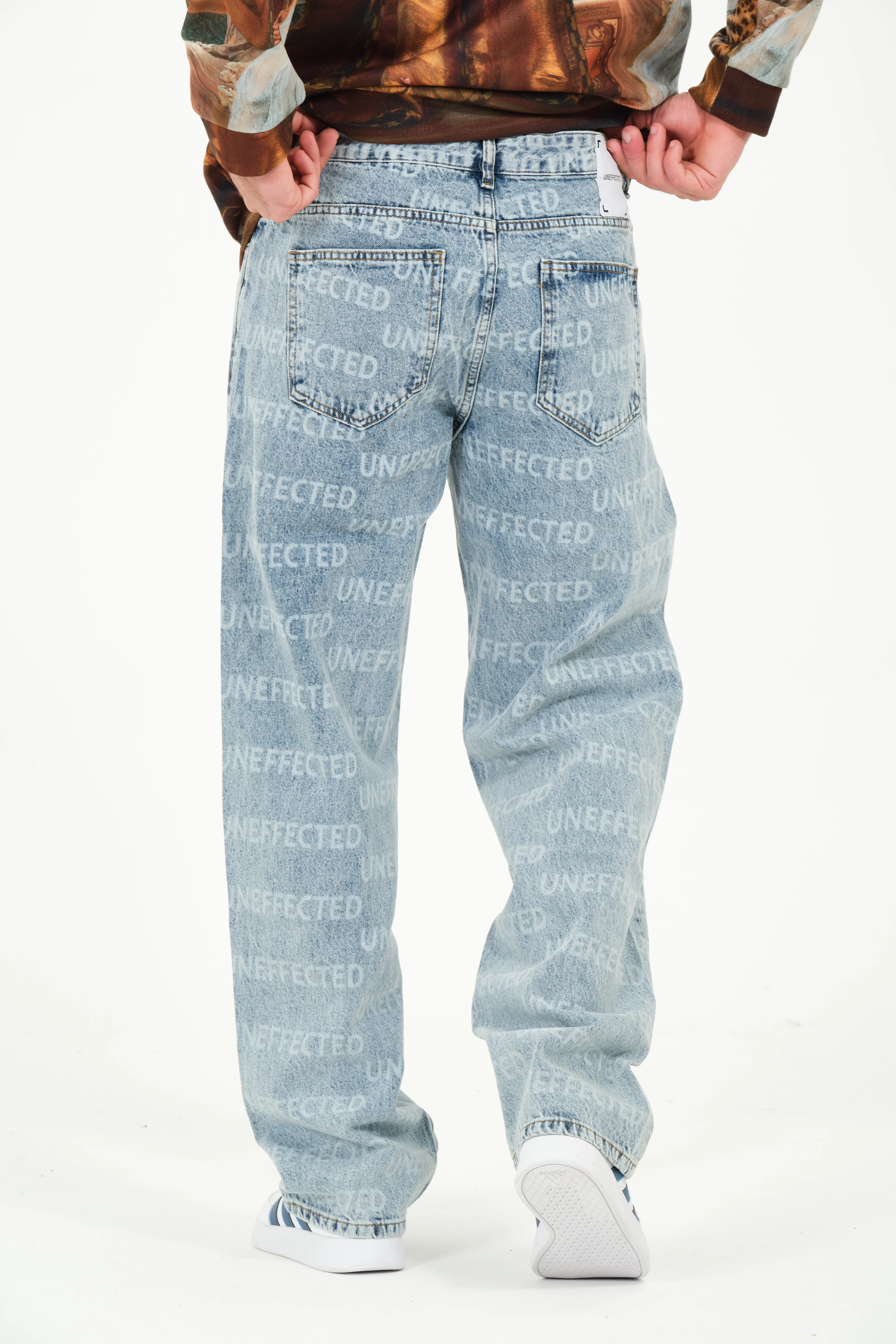 Uneffected Baskılı Özel Tasarım Erkek Baggy Jean Pantolon