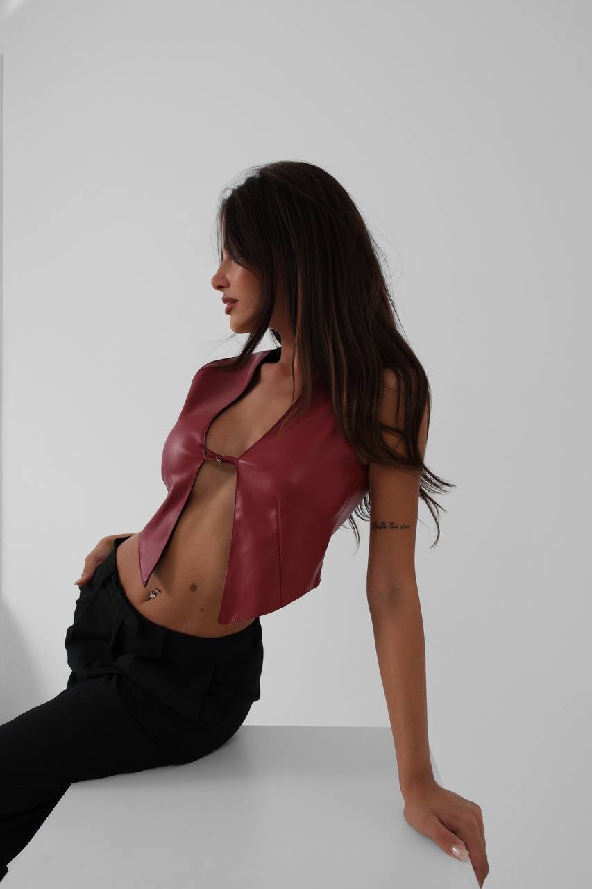 Deny Women's Leather Short Vest