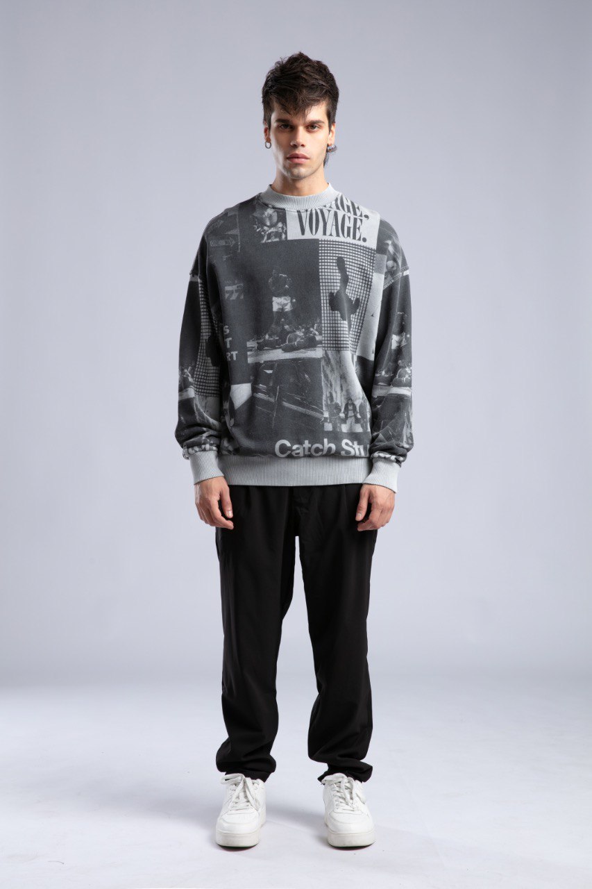 Ethan Baskılı Oversize Kesim Erkek Sweatshirt