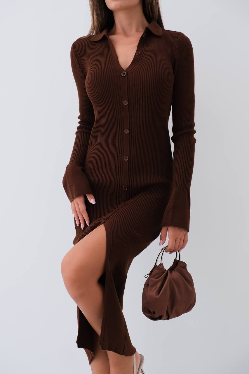 Quade Cuffed Button Detailed Women's Knitwear Dress