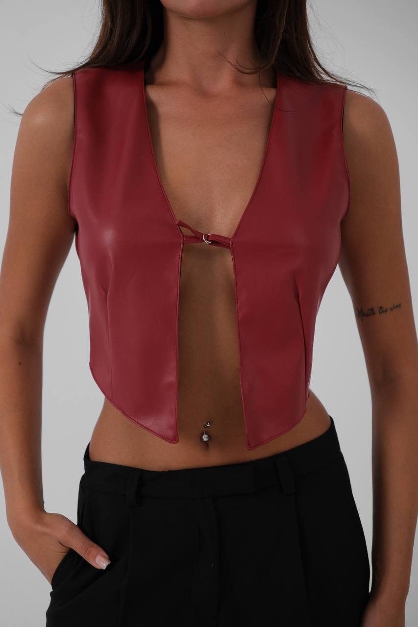 Deny Women's Leather Short Vest