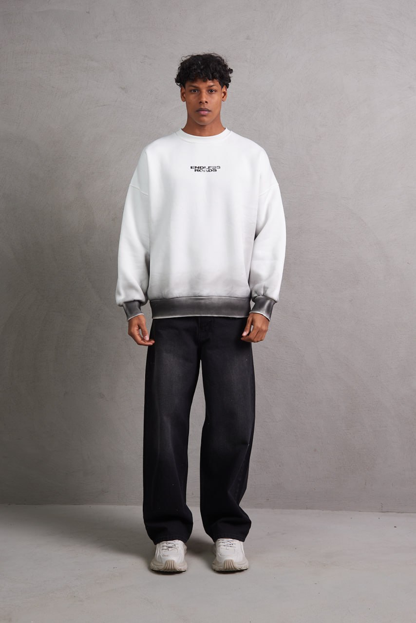 Roland Batik Desenli Oversize Kesim Erkek Sweatshirt - Siyah