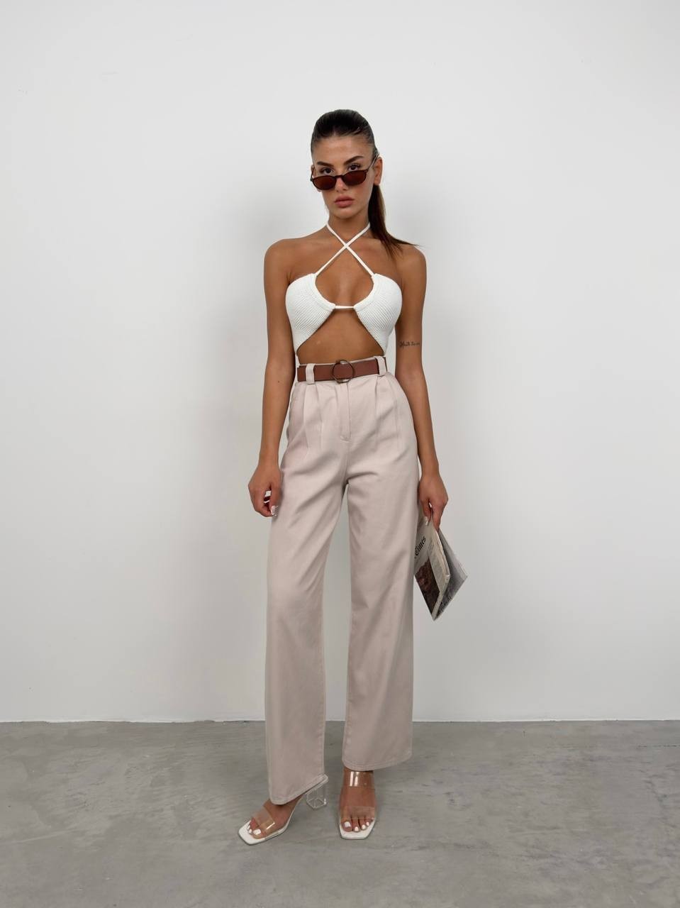 David Belted Palazzo Trousers