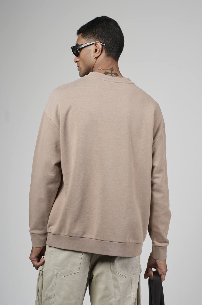 Zed Aşındırma Desenli Oversize Kesim Erkek Sweatshirt