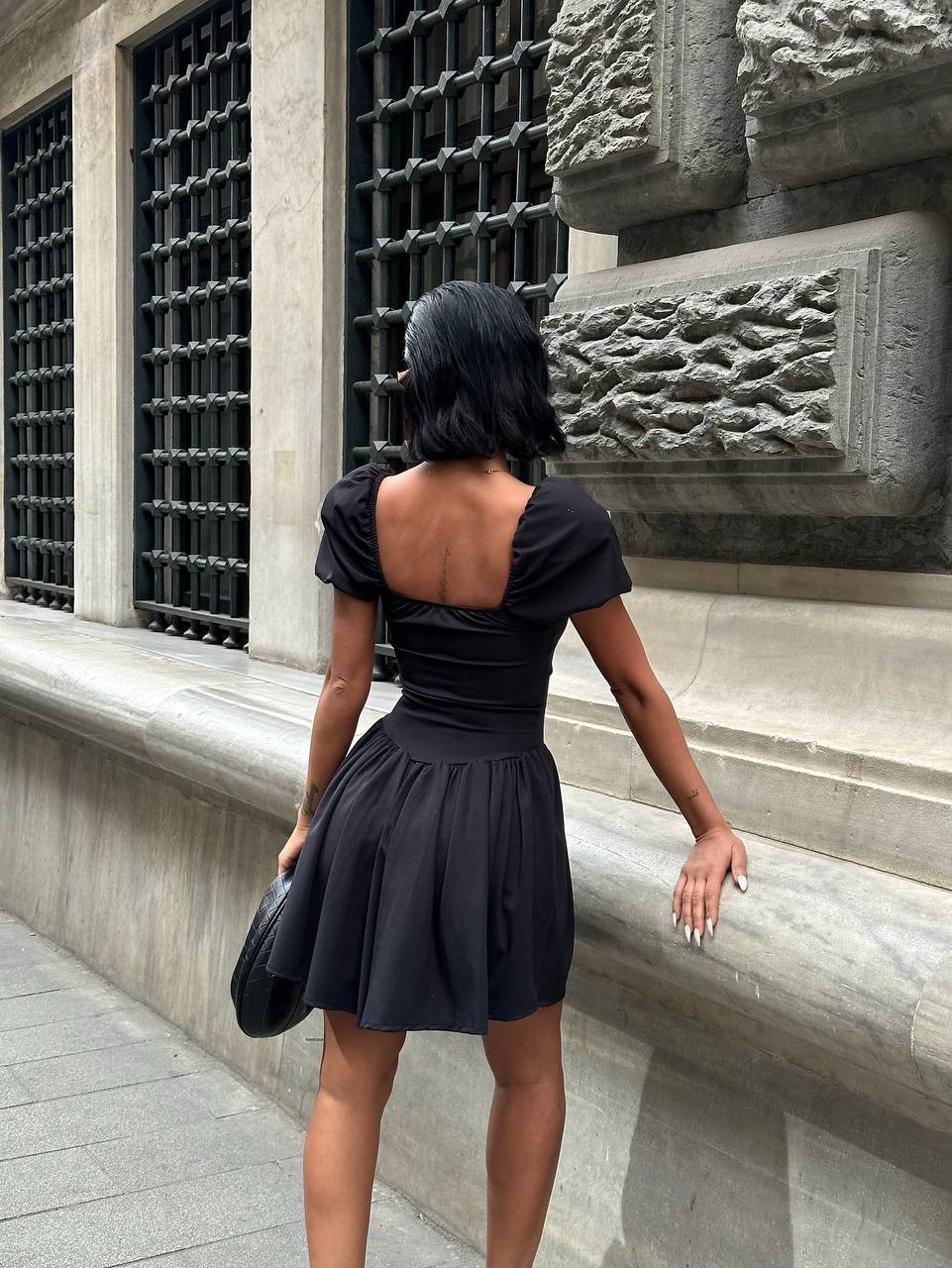 Willy Watermelon Sleeve Design Pleated Mini Women's Dress 5331