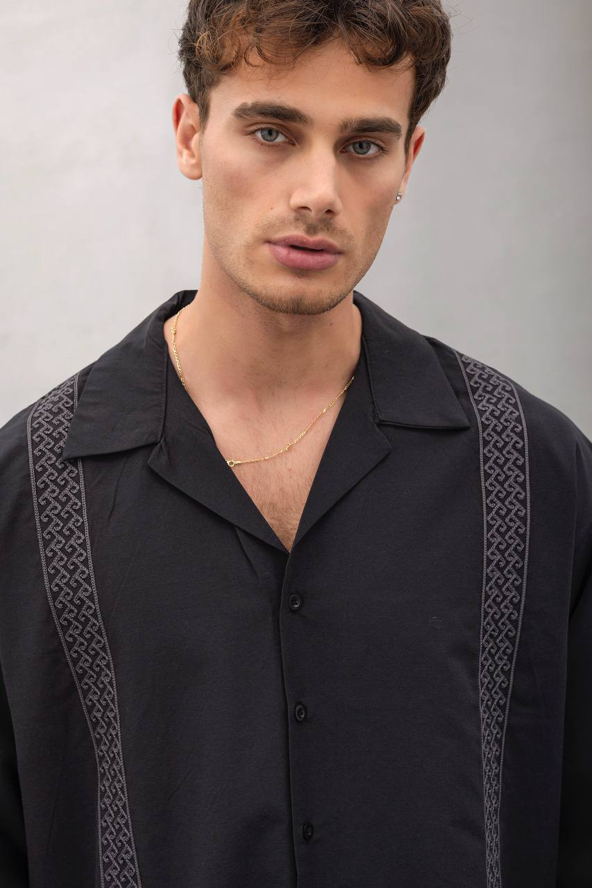 Jaden Nakış İşlemeli Oversize Kesim Erkek Gömlek
