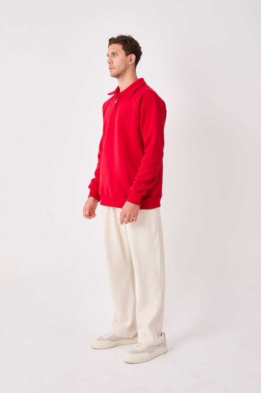 Dent Polo Yaka Oversize Kesim Erkek Sweatshirt