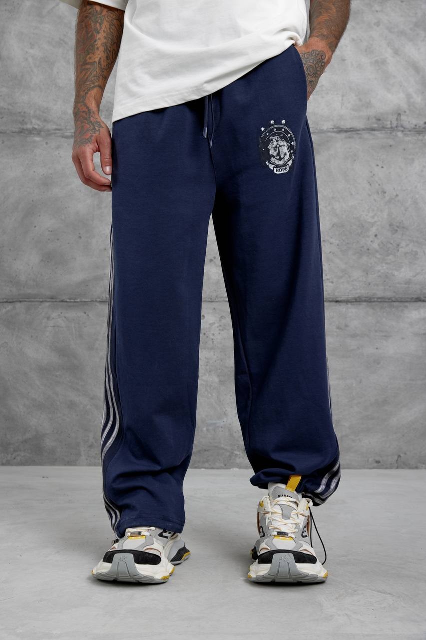 Leny Çapa Desenli Yan Şeritli Baggy Erkek Sweatpantolon