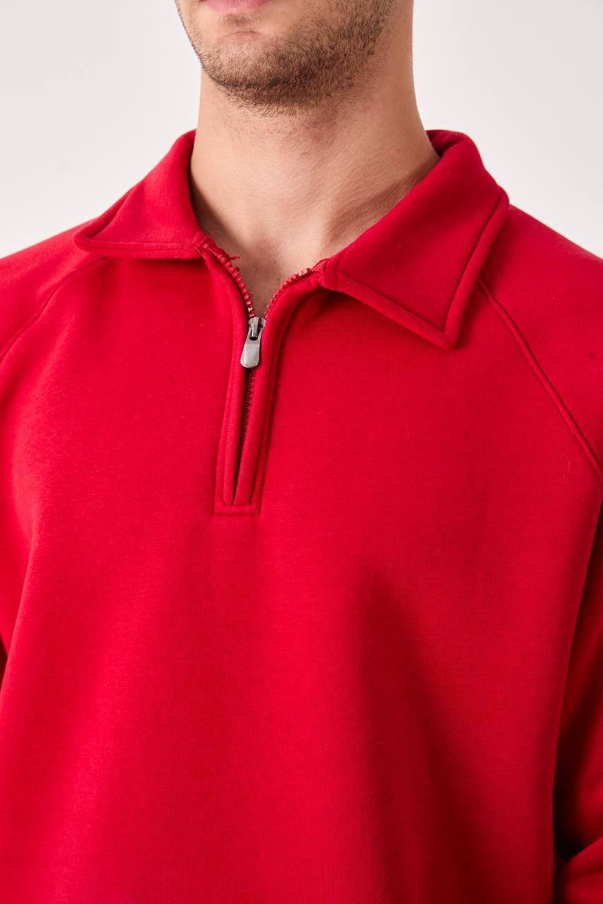 Dent Polo Yaka Oversize Kesim Erkek Sweatshirt