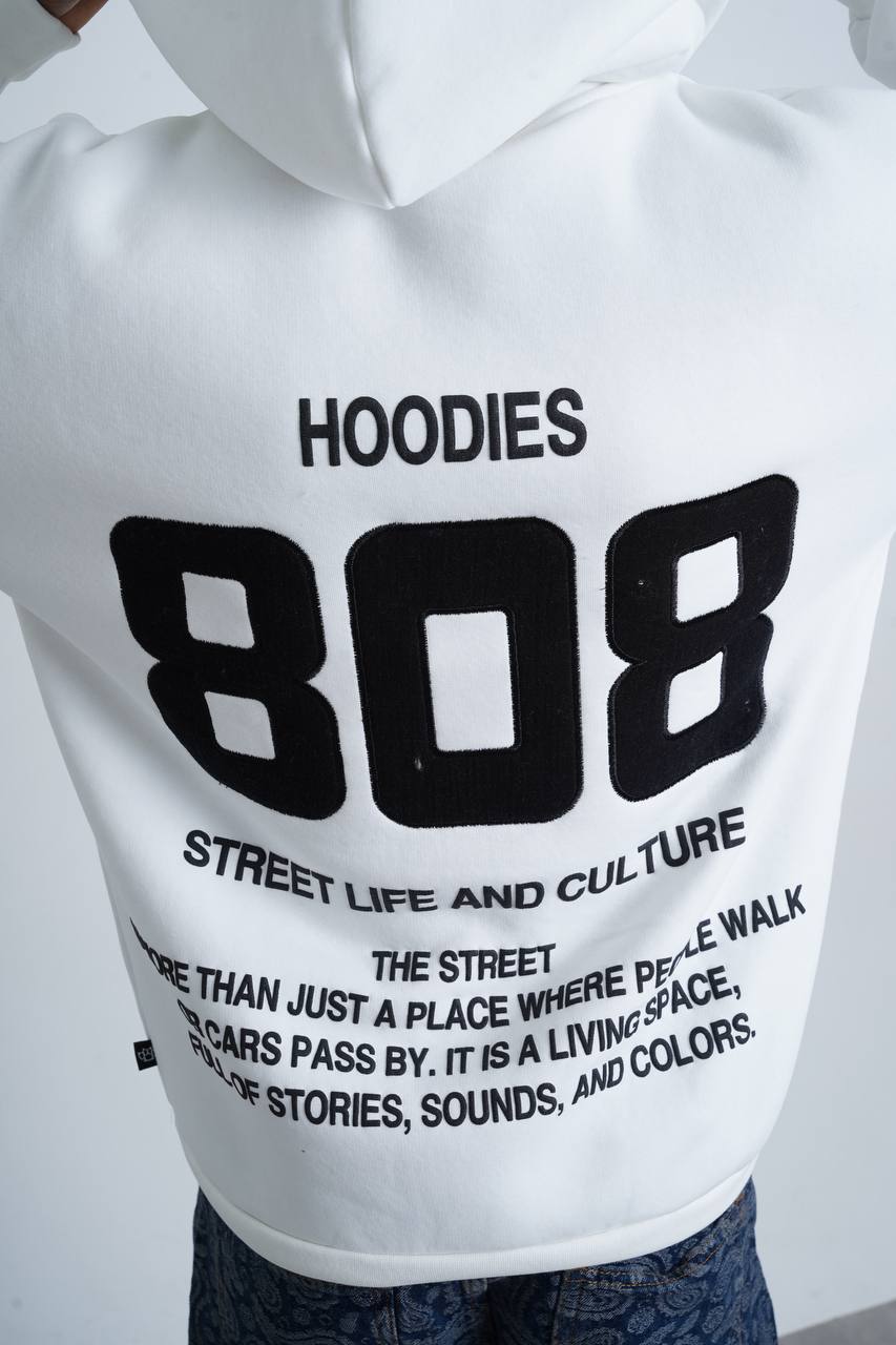 808 Numara Baskılı Oversize Kesim Erkek Hoodie