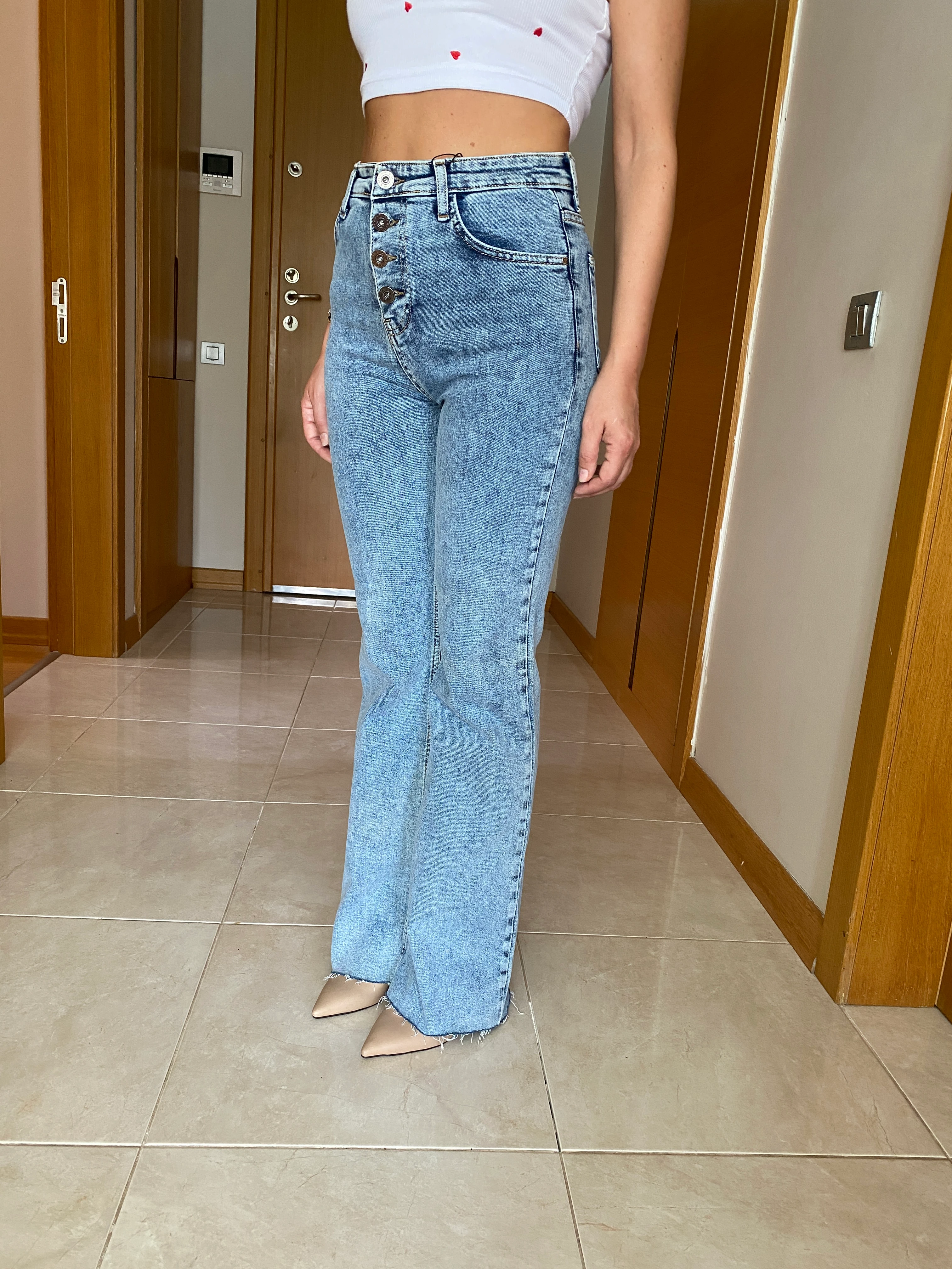 Jack Black 5 Yüksek Bel Yıkamalı Düğme Detaylı Kadın Blue Jean