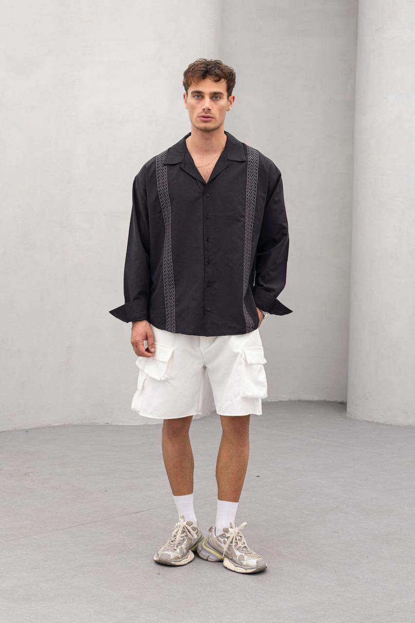 Jaden Nakış İşlemeli Oversize Kesim Erkek Gömlek