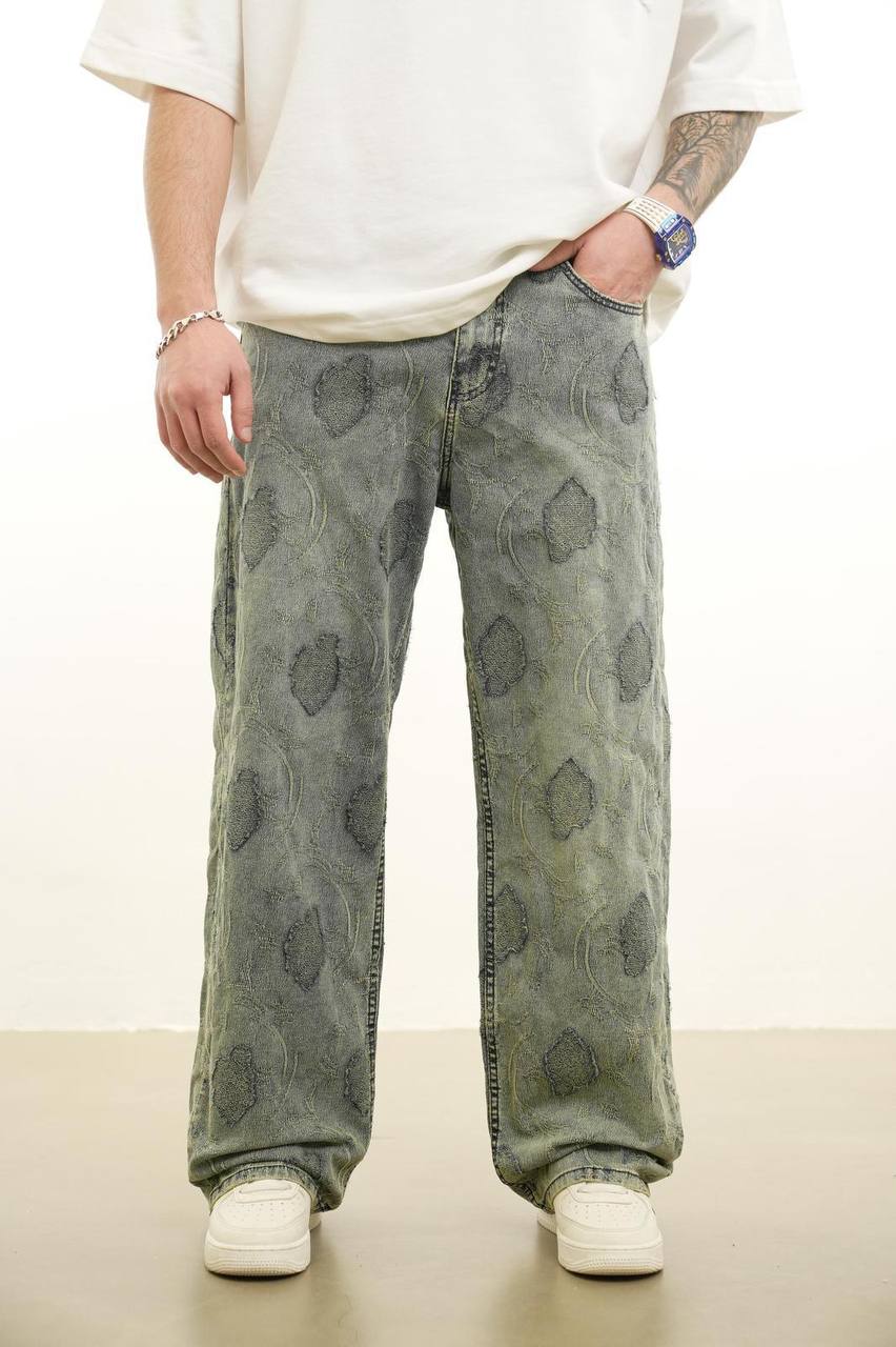 Past Özel Tasarım İşlemeli Baggy Erkek Pantolon