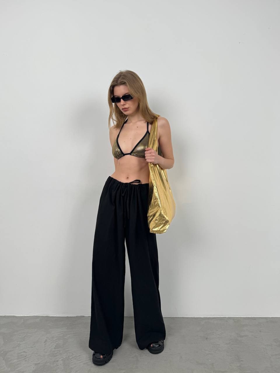 Tun Waist Tie Detailed Fabric Trousers - 24s01019