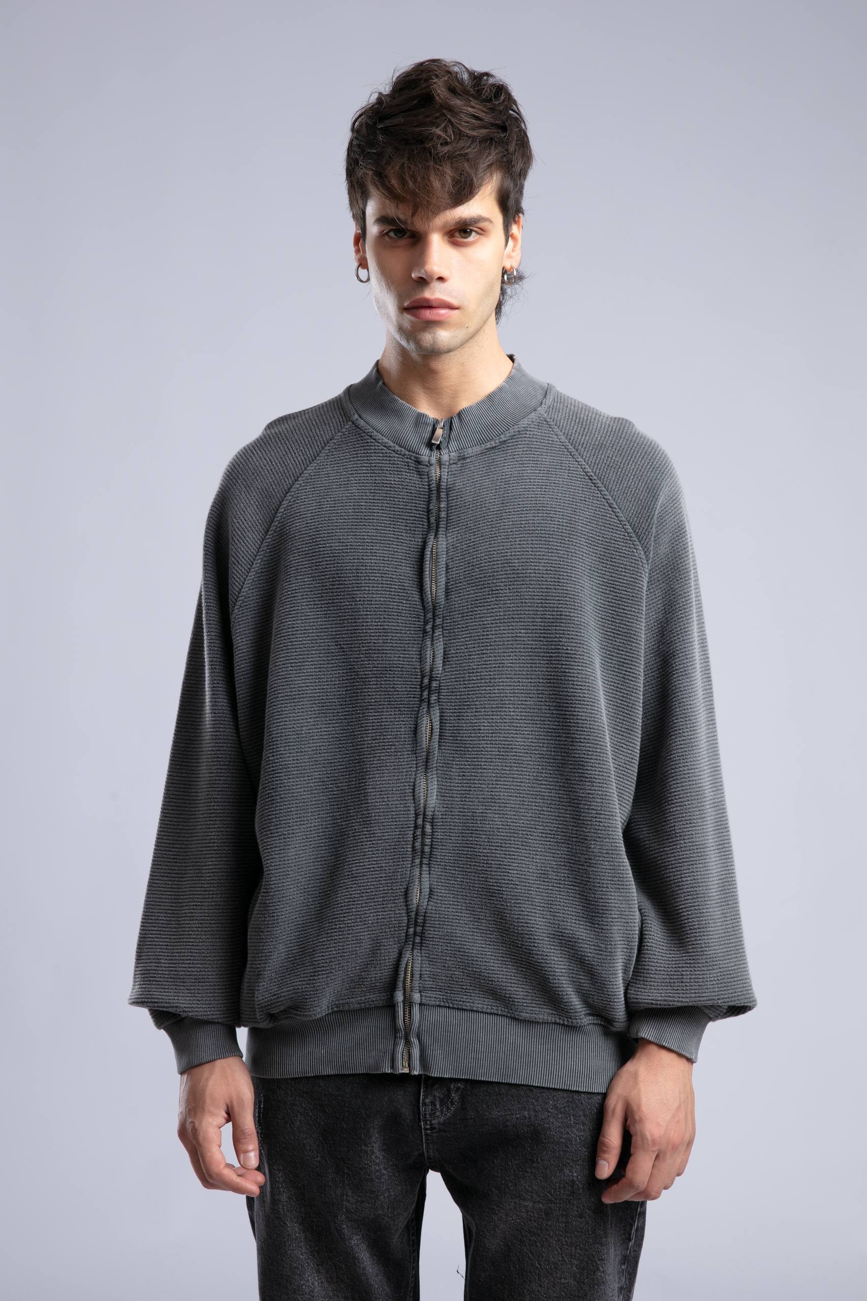 Patrick Ön Fermuar Detaylı Oversize Kesim Erkek Sweatshirt
