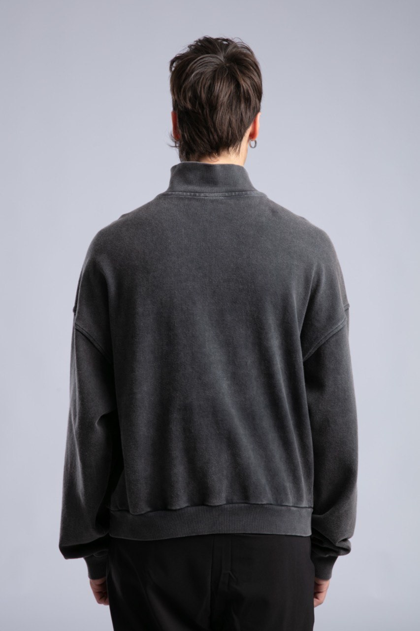 Larkin Yıkamalı Oversize Kesim Fermuar Detaylı Erkek Sweatshirt