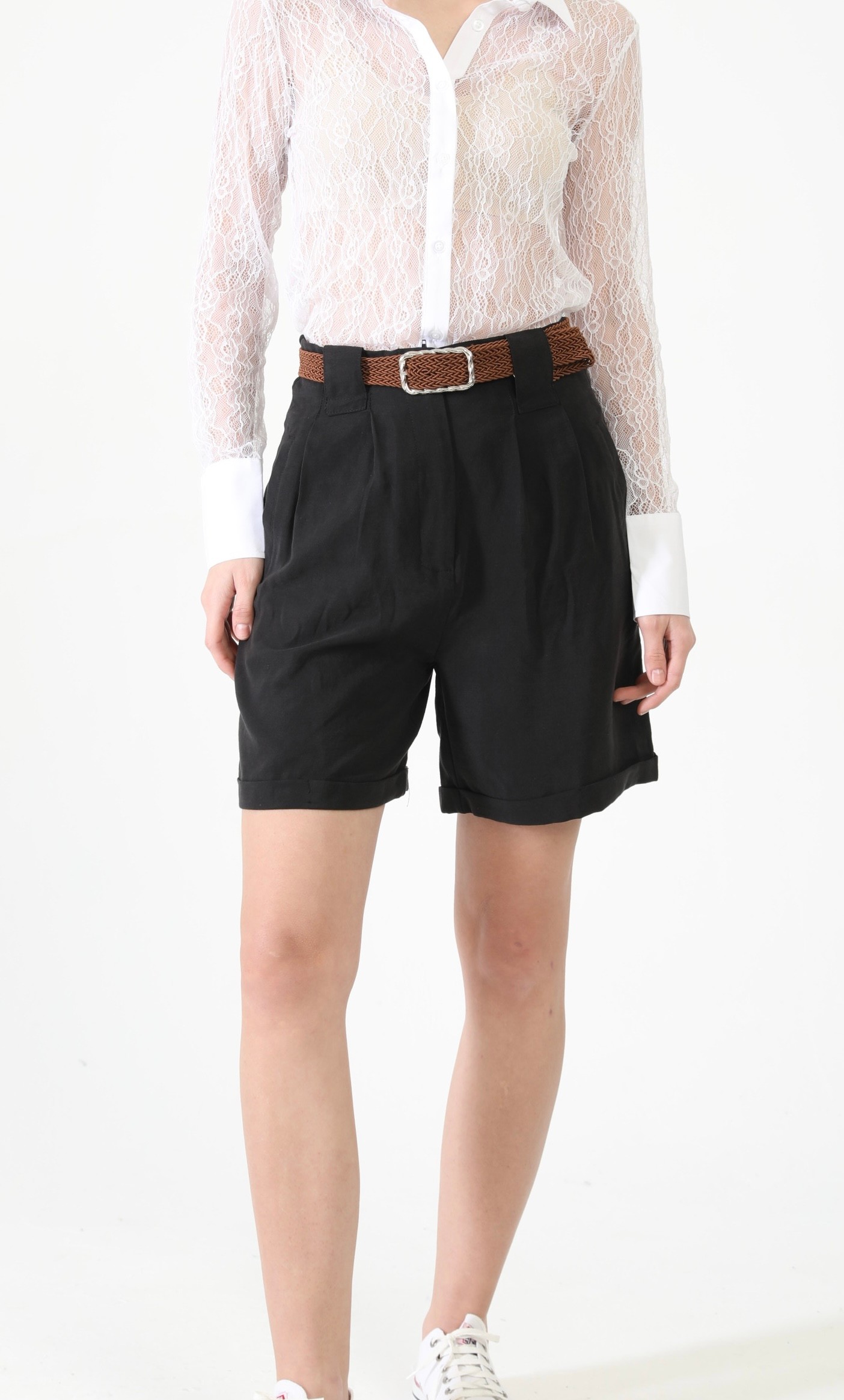 Elyanna Fabric Belted Shorts