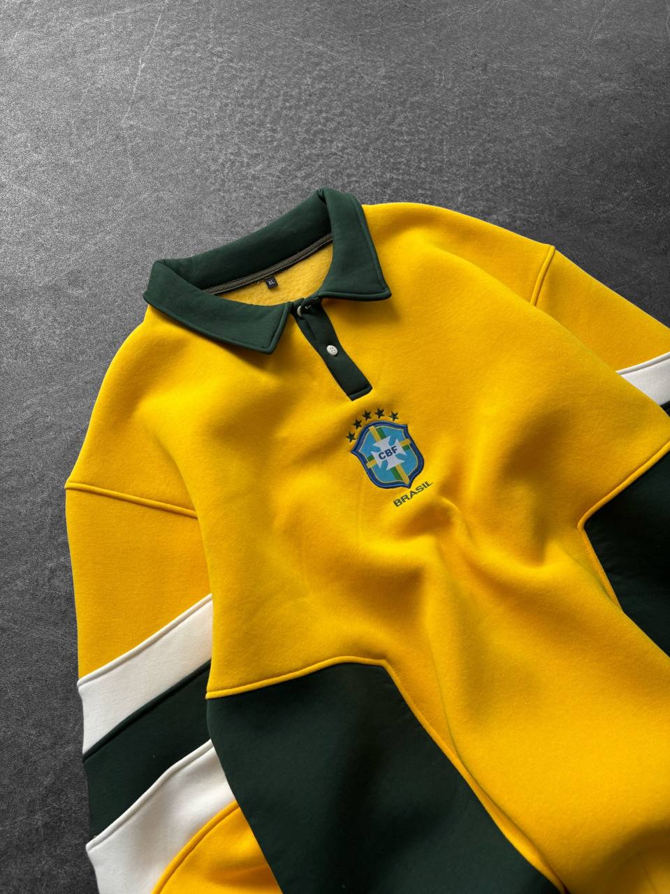 Rodry Brezilya Temalı Polo Yaka Oversize Kesim Erkek Forma Sweatshirt