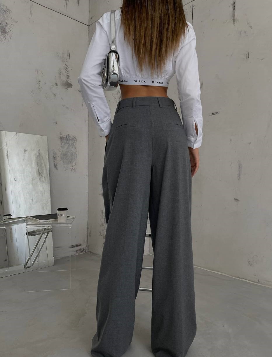 Sacramento Pleated Fabric Trousers - Grey