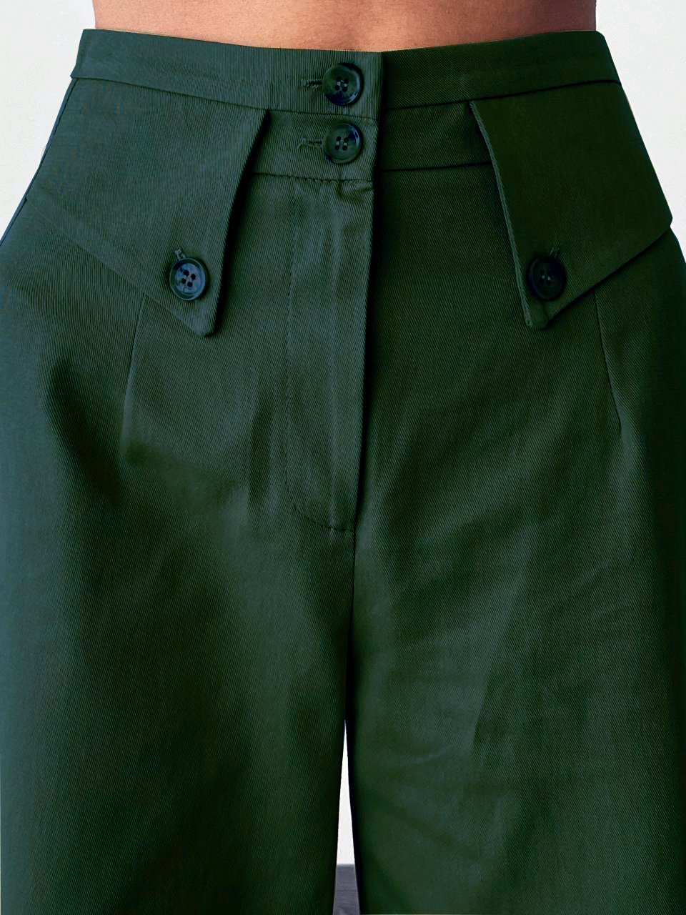 QuQa Çift Düğmeli Kumaş Pantolon-7494 - Yeşil