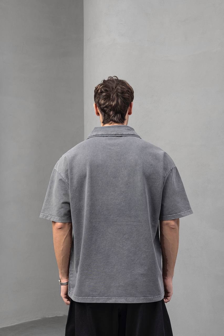 Joel Fermuar Yakalı Oversize Kesim Erkek T-shirt