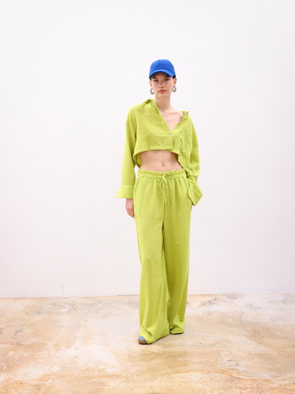 Morgan Crop Shirt Trousers Top and Bottom Set-9715