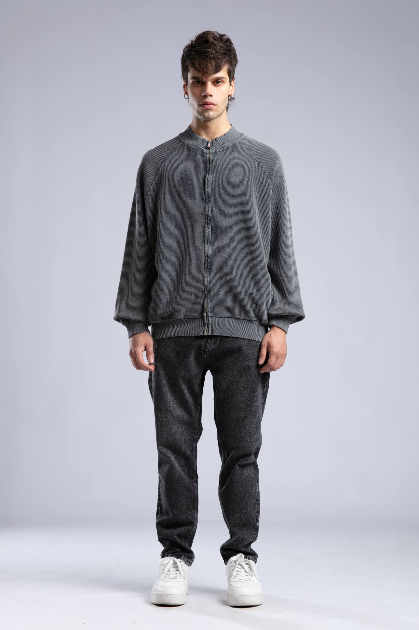 Patrick Ön Fermuar Detaylı Oversize Kesim Erkek Sweatshirt