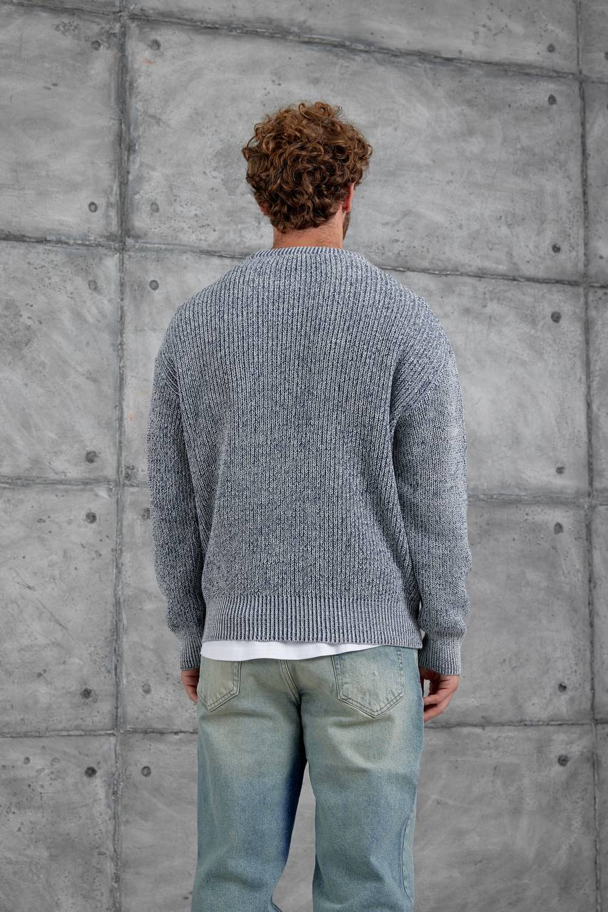 Walf Baskılı Oversize Kesim El Örgüsü Erkek Triko