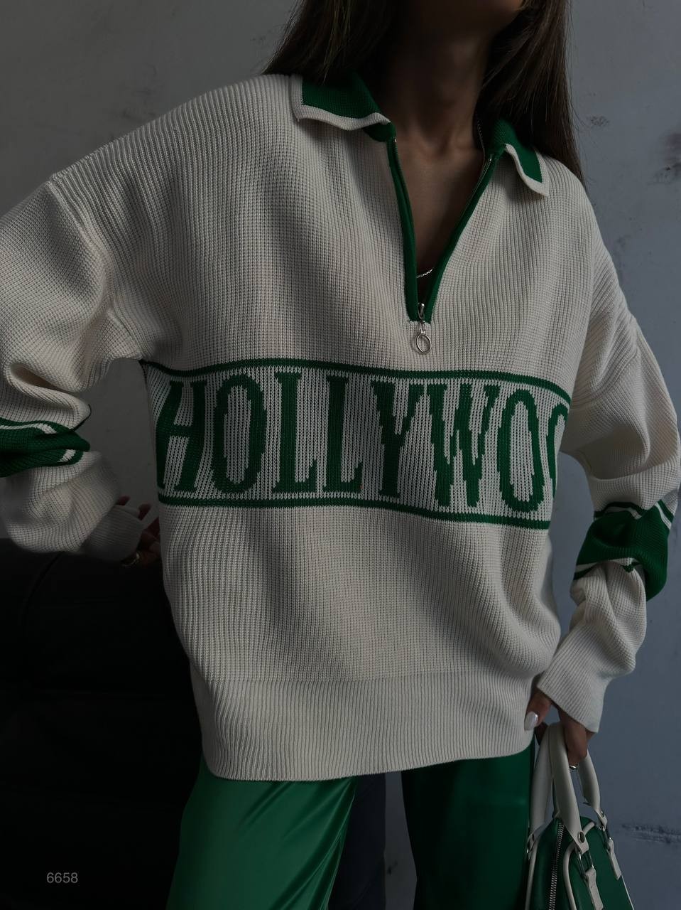 Hollywood Zipper Knitwear - Green