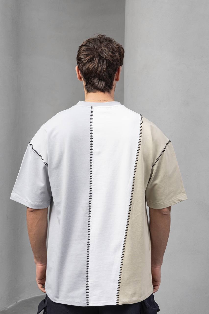 Dikiş Detaylı Oversize Kesim Erkek Tişört